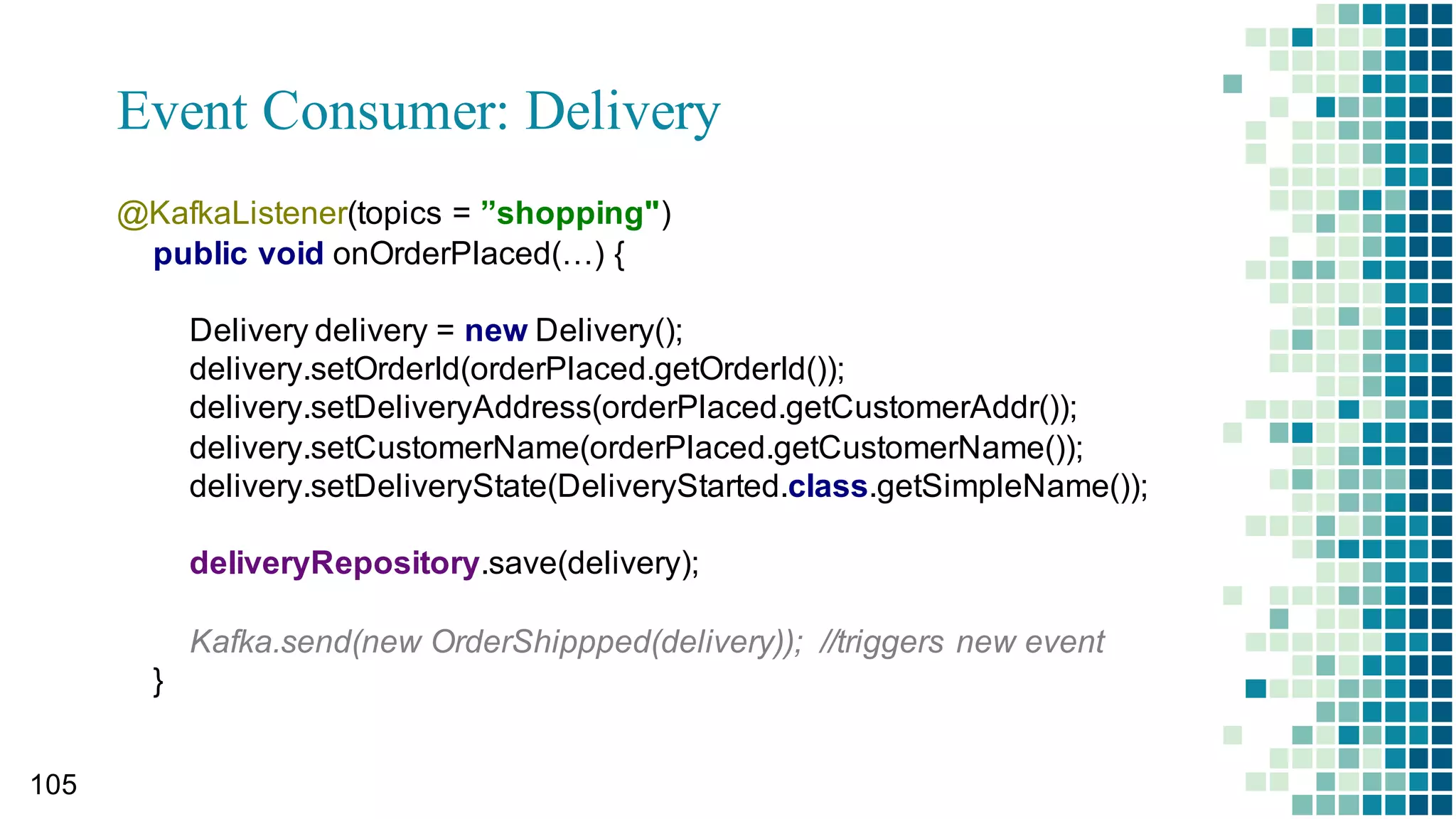 Issues in Request-Response model
서비스구성 (Request-­Response,  Sync  호출)
Product
(MongoDB)
Order
(MySQL)
Client  (Web/Mobile)
POST
POST Yet  Another  SVC
(NoSQL)
POST
• 성능저하
• 장애전파
• 트랜잭션 처리를 위한 2PC  구현
 