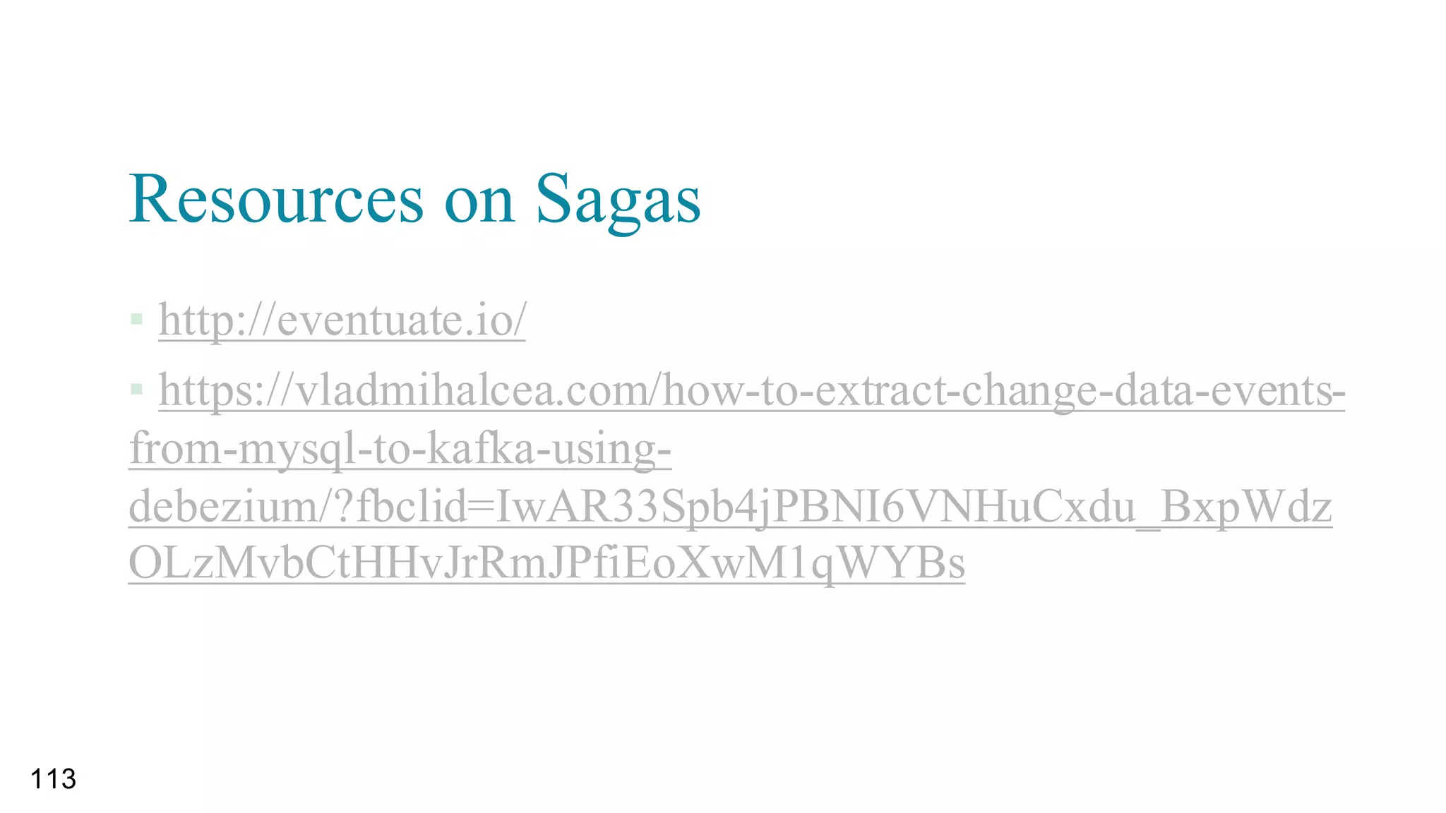 Adding a new service
107
Order Delivery Marketing
pub sub
Event  Queue  (i.e.  Apache  Kafka)
sub주문이
발생함, TV,  
홍길동
배송처리완
료
배송처리함
pub
sub
홍길동의
선호도 정보
수집함
Product
sub
sub
재고수량처
리함
상품정보변
경됨
pub
New  Service
 