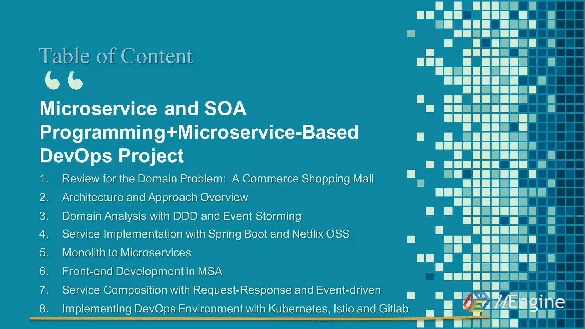 분산서비스에서의 Data Projection Issue
115
Order
id  :  3492-­2323
restaurant   :  Ajanta
Product
id:  3492-­2323
status:   PREPARED
Bill
id:  343-­45611
orderId :  3492-­2323
status   :  PAID
Delivery
id:  45-­4545
orderId :  3492-­2323
status   :  ENROUTE
eta   :  6  :  25  PM
Accounting   ServiceDelivery  ServiceProduct   ServiceOrder  Service
application
Order status view
Order id : 3492-2323
Restaurant : Ajanta
Status : En route
ETA : 6:25 PM
Payment : Paid
Order  status
frontend
OrderDetails findOrder(orderId)
Data  from  multiple  services Mobile  device  or  web  application
Modified  from  MicroservicesPatterns,  Chris  Richardson,  Manning,  2018
 