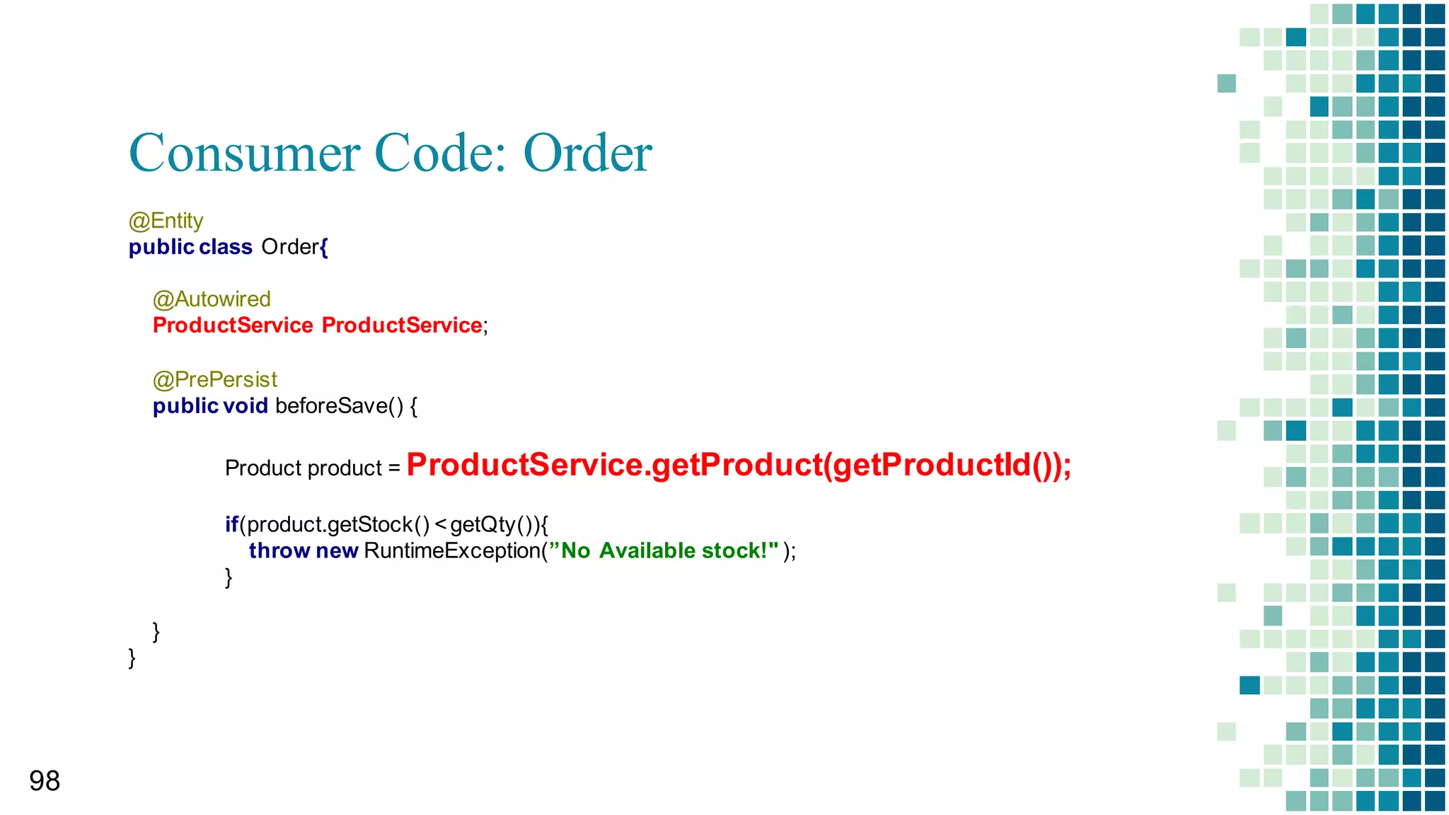 Transaction Problem in UI composition
주문량: 0 재고량: 10
주문량 : 1 재고량 : 10
주문량 : 2 재고량 : 9
주문량 : 3 재고량 : 8
Consistent
In-­consistent
조회화면서비스구성 (클라이언트가 순차 호출)
Product
(MongoDB)
Order
(MySQL)
Client  (Web/Mobile)
POST (성공시) -­à POST
 