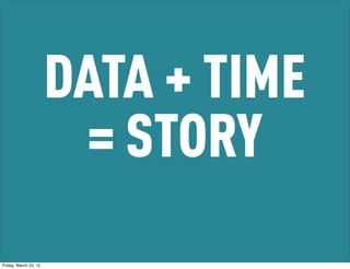 DATA + TIME
                         = STORY
Friday, March 23, 12
 