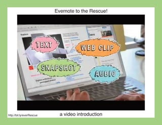Evernote to the Rescue!




http://bit.ly/everRescue     a video introduction
 