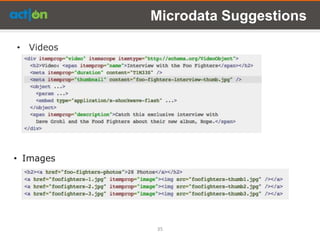 Microdata Suggestions

• Videos




• Images




           35
 