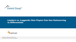 Leaders vs. Laggards: How Payers Can Use Outsourcing
to Differentiate
Copyright © 2022 Everest Global, Inc.
This document has been licensed to Optum
 