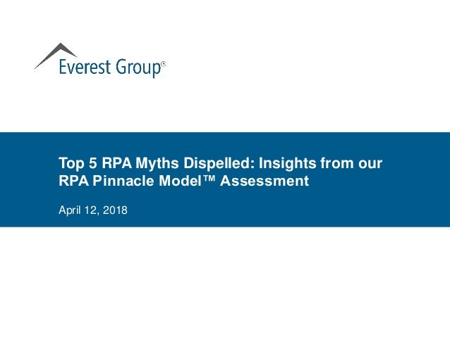 Top 5 RPA Myths Dispelled: Insights from our
RPA Pinnacle Model™ Assessment
April 12, 2018
 