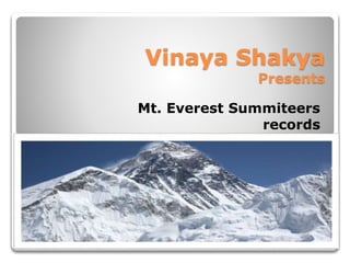 Vinaya Shakya
Presents
Mt. Everest Summiteers
records
 