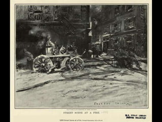 1899 Street Scene at a Fire. Printed illustration (16 x 18 cm)
 