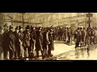 1908 Out of a Job News of the Unemployed. Pencil, black crayon & wash on board (34,3 x 70,5 cm)
 