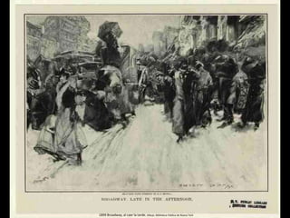 1899 Broadway, al caer la tarde. Dibujo. Biblioteca Pública de Nueva York
 