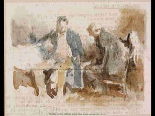1951 Dos hombres hablando en una mesa. Acuarela sobre papel (36,2 x 39,4 cm )
 