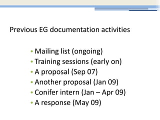 Evergreen Docs Planning Session 2009 Slide 6