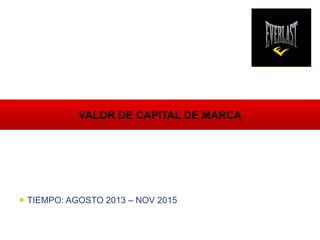  TIEMPO: AGOSTO 2013 – NOV 2015
VALOR DE CAPITAL DE MARCA
 