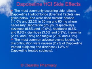 Generic Dapoxetine Hydrochloride (Everlast Tablets) | ODP