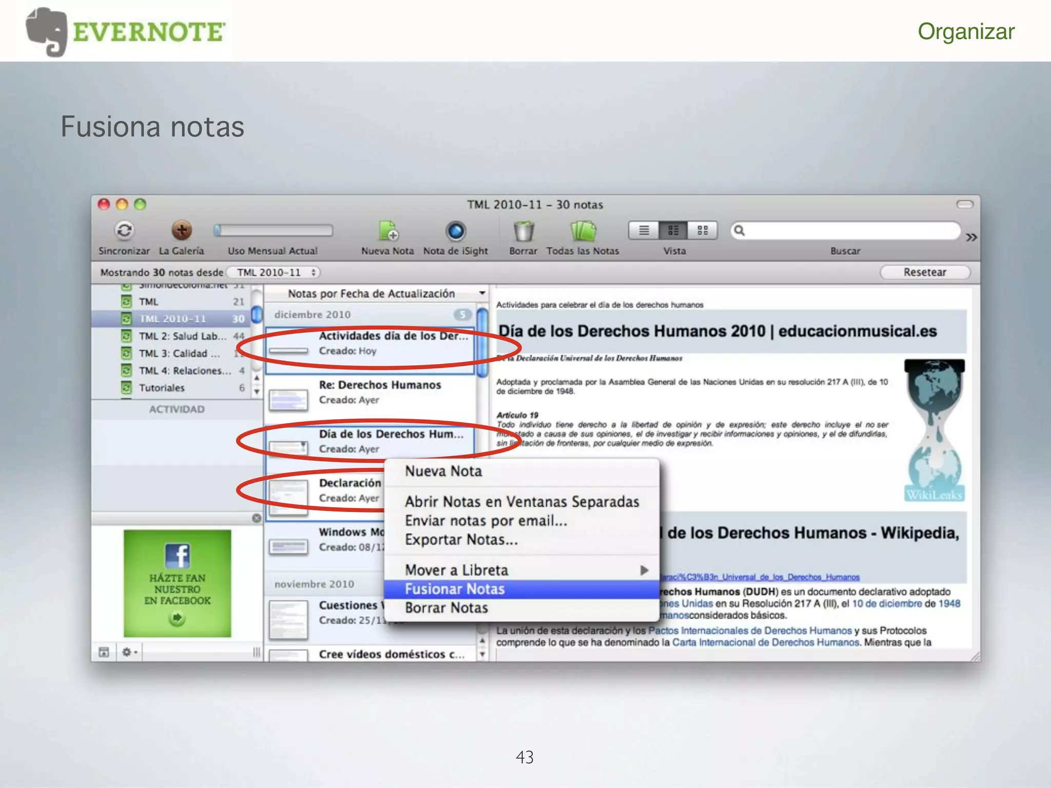 Organizar



Fusiona notas




                43
 