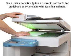 Scan tests automatically to an Evernote notebook, for
gradebook entry, or share with teaching assistant.
 