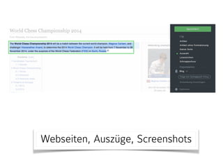 Webseiten, Auszüge, Screenshots
 
