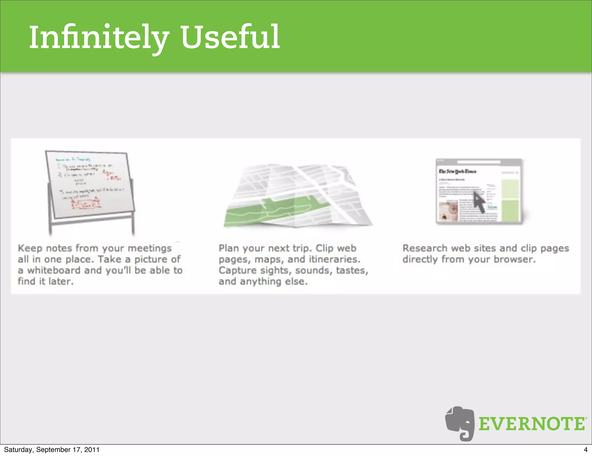 In nitely Useful




Saturday, September 17, 2011   4
 
