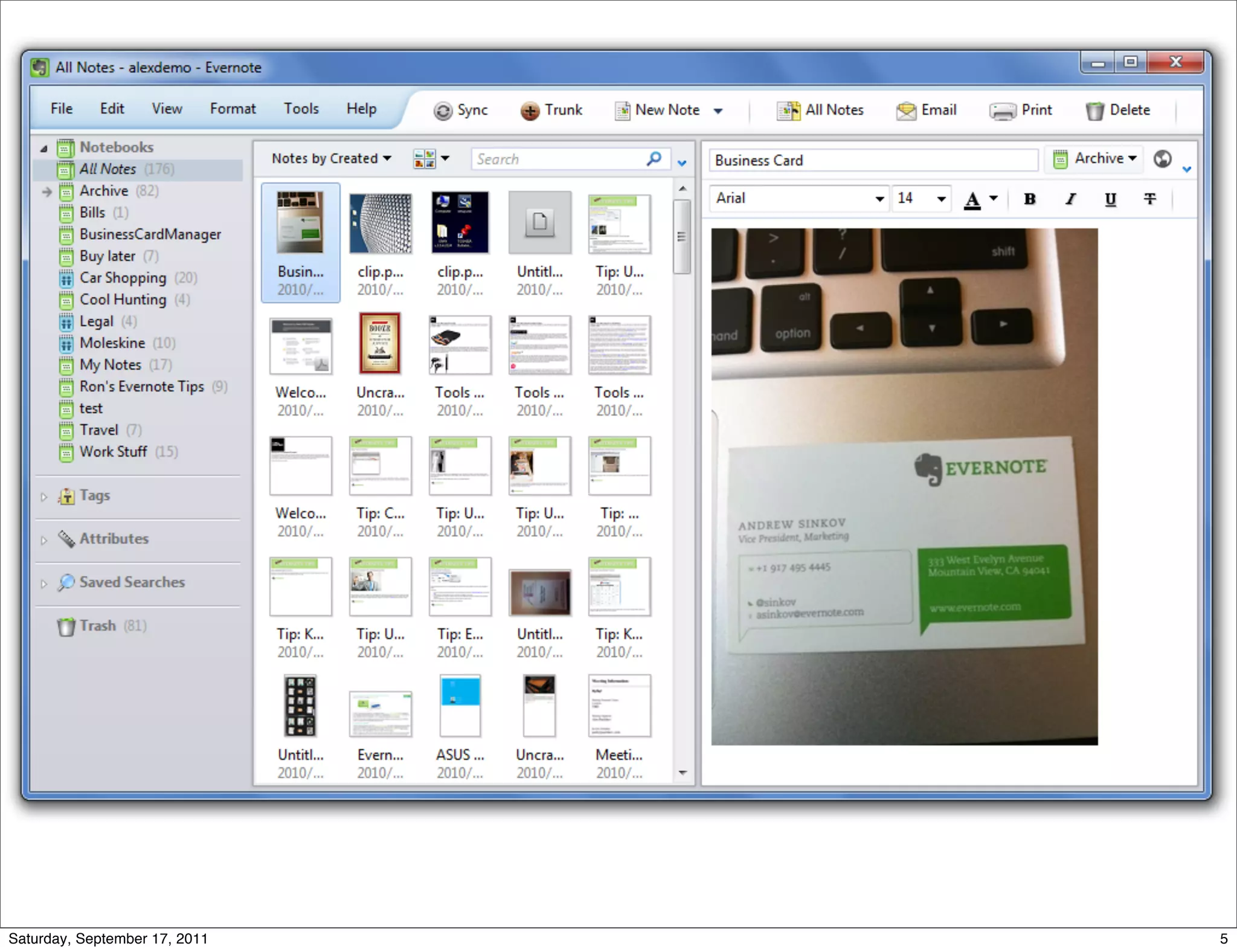 Saturday, September 17, 2011   5
 