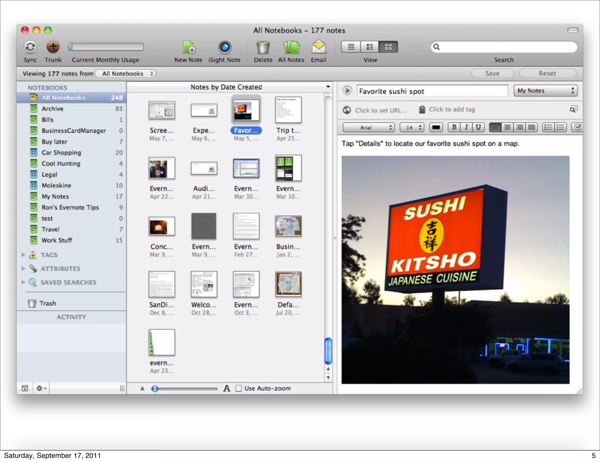 Saturday, September 17, 2011   5
 