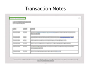 Transaction Notes 
 