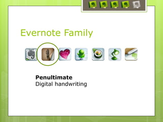 Evernote Family
Penultimate
Digital handwriting
 