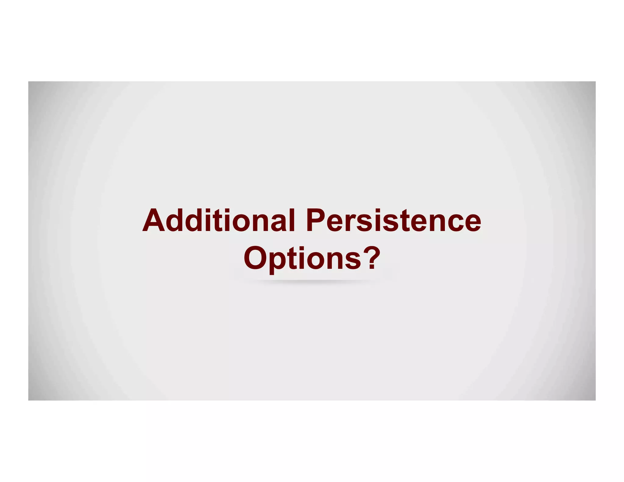 Additional Persistence
Options?
 