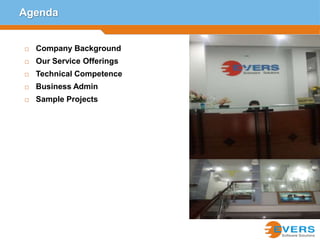 AgendaCompany BackgroundOur Service OfferingsTechnical CompetenceBusiness AdminSample Projects