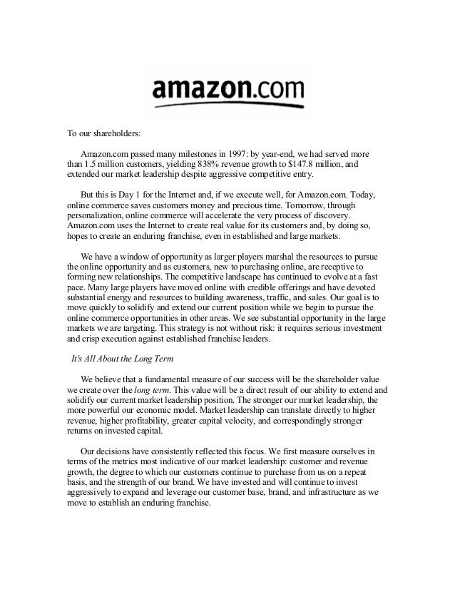 Every amazon shareholder letter from 1997 to 2018