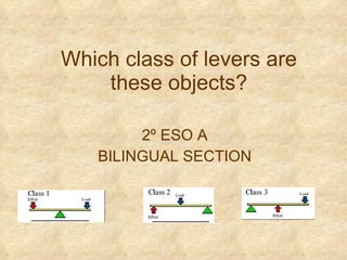 Which class of levers are these objects? 2º ESO A BILINGUAL SECTION 