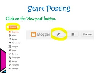Start Posting
Click on the ‘New post’ button.
 