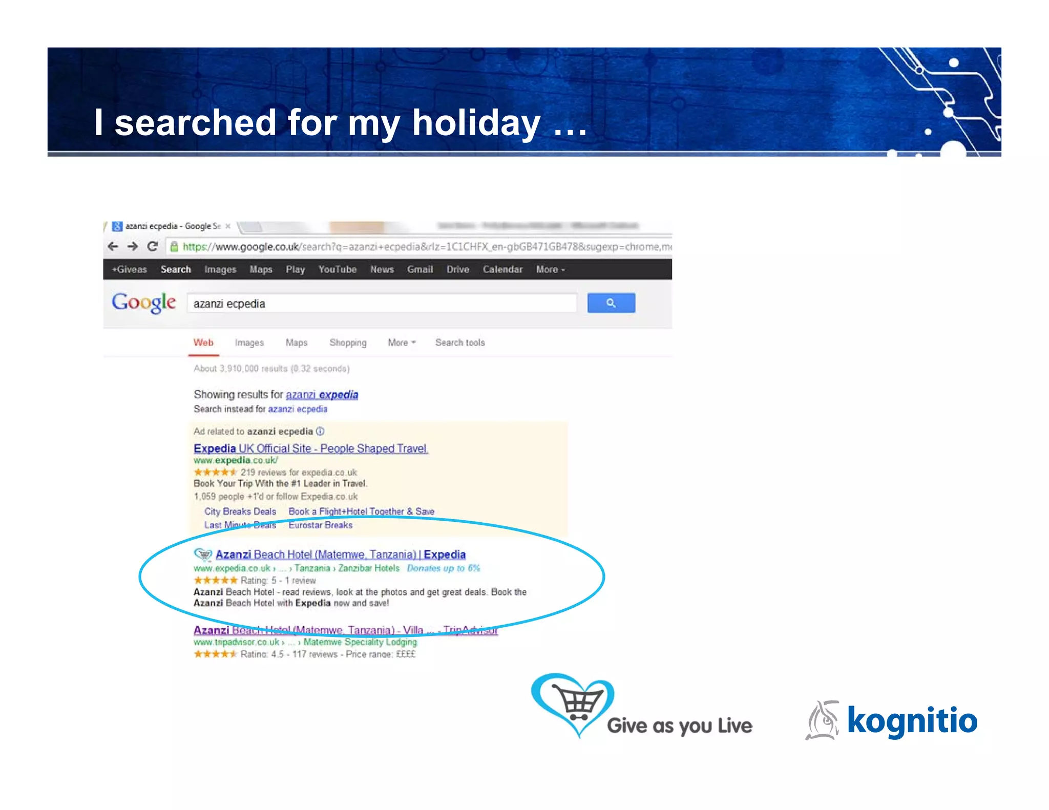 I searched for my holiday …
 