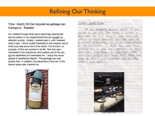 Reﬁning Our Thinking
 