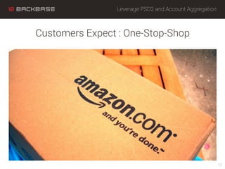 Customers Expect : One-Stop-Shop
Leverage PSD2 and Account Aggregation
17
 