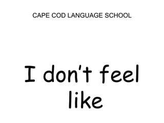CAPE COD LANGUAGE SCHOOL<br />I don’t feel like<br />