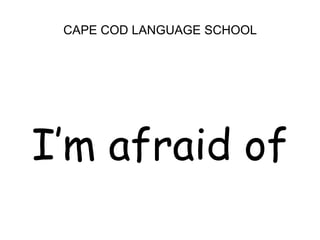 CAPE COD LANGUAGE SCHOOL<br />I’m afraid of<br />