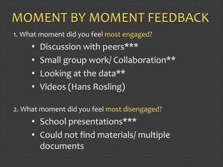 Moment by moment feedback 1. What moment did you feel most engaged? ,[object Object]