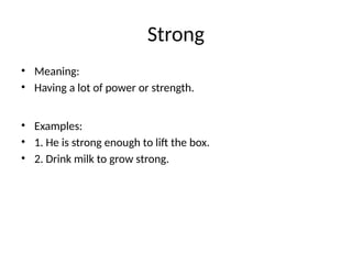 Strongly Definition Everyday Vocabulary for Beginner High School Students: Fun and Easy ...