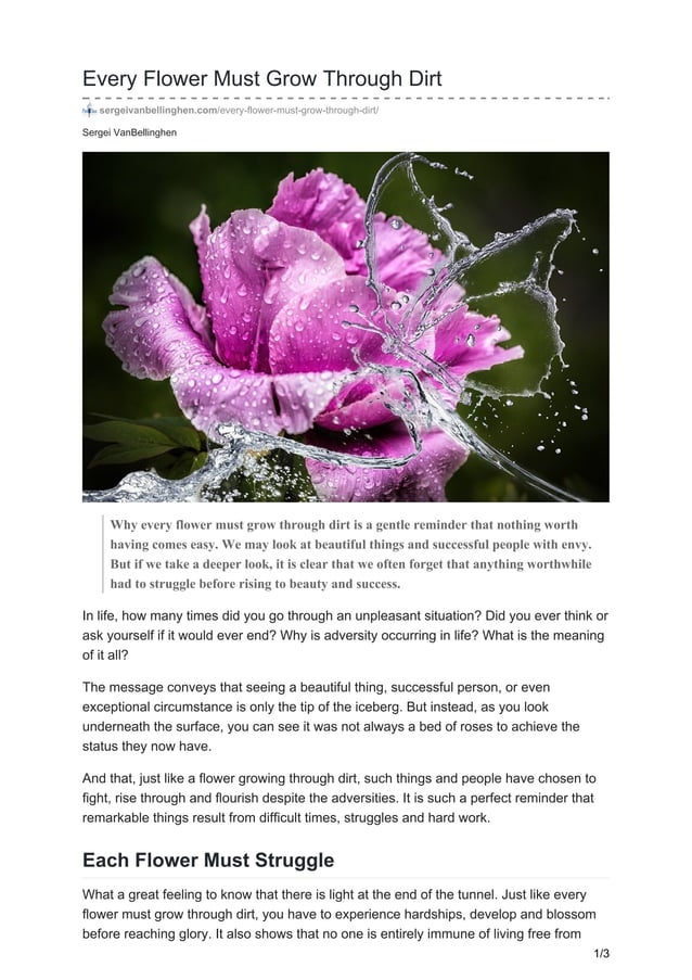 Every flower must grow through dirt