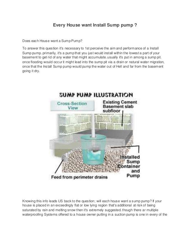 Every house want install sump pump
