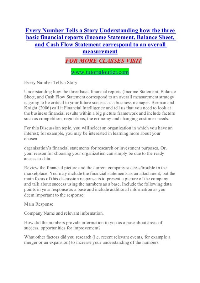 Every Number Tells A Story Understanding How The Three Basic Financia