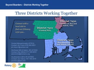 Beyond Boarders – Districts Working Together
Three Districts Working Together
 