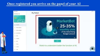 Watch to understand better the function of AI
Once registered you arrive on the panel of your AI
 