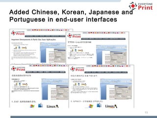 Added Chinese, Korean, Japanese and
Portuguese in end-user interfaces

13

 