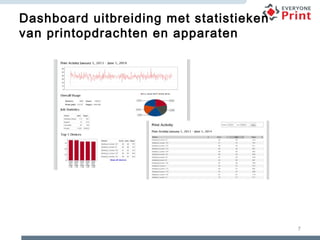7
Dashboard uitbreiding met statistieken
van printopdrachten en apparaten
 