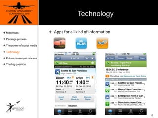 TechnologyAVIATION MANAGEMENT CONFERENCE 201015Apps for all kind of informationMillennialsPackage processThe power of social mediaTechnologyFuture passenger processThe big question