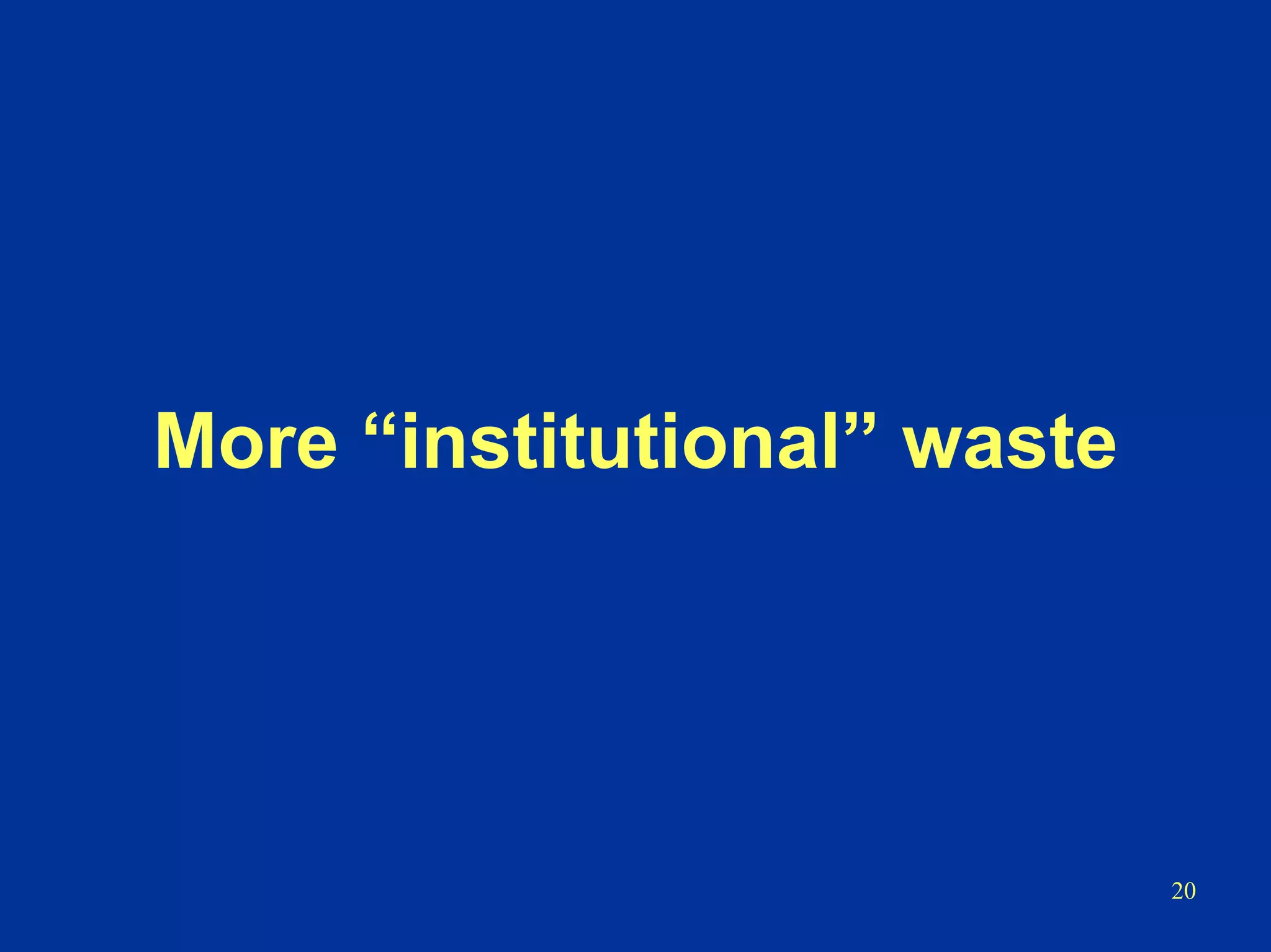 20
More “institutional” waste
 