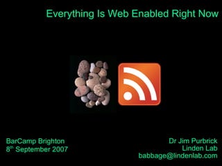 Everything Is Web Enabled Right Now BarCamp Brighton 8 th  September 2007 Dr Jim Purbrick Linden Lab [email_address] 
