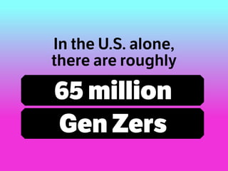 In the U.S. alone,
there are roughly
65 million
Gen Zers
 