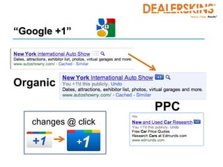 “Google +1”




Organic

                     PPC
   changes @ click
 