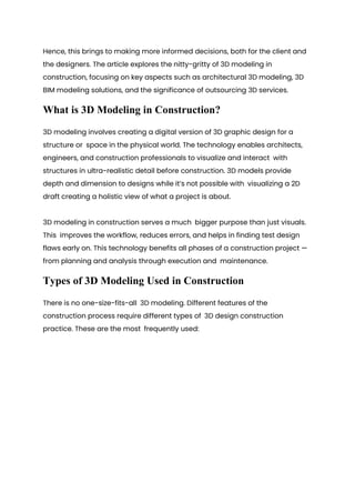 Everything About 3D Modeling in Construction 2025 | PDF